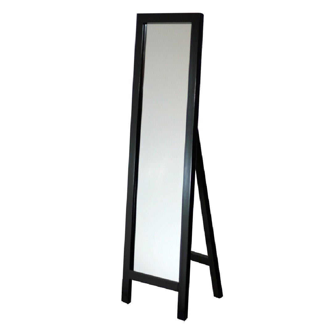 FastFurnishings Contemporary Free-standing Floor Mirror in Espresso Wood Finish