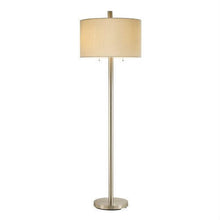 FastFurnishings Contemporary Satin Steel Floor with Oversized White Silk-like Drum Shade