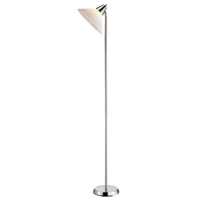 FastFurnishings Contemporary Swivel Floor Lamp with Bowl Shade in Satin Steel Finish
