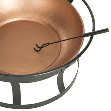 FastFurnishings Copper Finish Fire Pit with Black Iron Stand Grate and Fire Poker