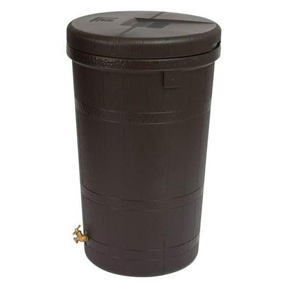 FastFurnishings Dark Brown Single Spigot Eco 50-Gallon Rain Barrel