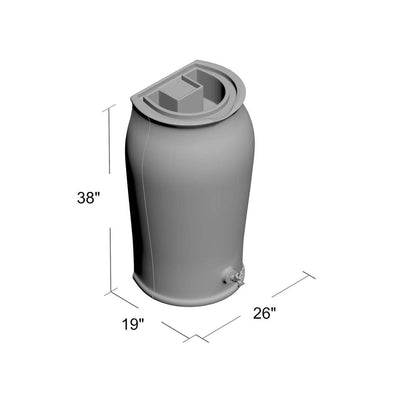 FastFurnishings Dark Grey Granite 50-Gallon Plastic Urn Rain Barrel with Planter Top
