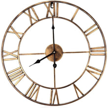 FastFurnishings Decorative 18.5-inch Roman Numerals Silent Non-Ticking Wall Clock in Gold