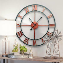 FastFurnishings Decorative 18.5-inch Roman Numerals Silent Non-Ticking Wall Clock in Red