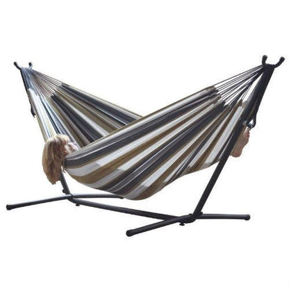 FastFurnishings Desert Moon Pattern Cotton Hammock with 9-FT Steel Stand
