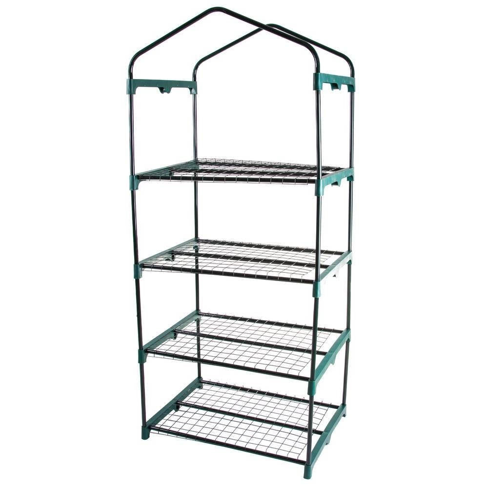FastFurnishings Durable 4-Tier Plant Stand Greenhouse with Zippered PVC Cover