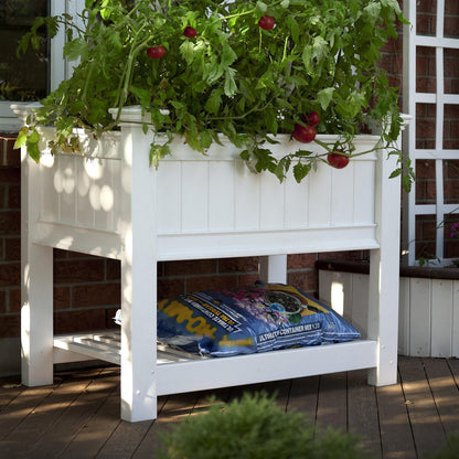 FastFurnishings Elevated Planter Raised Grow Bed in White Vinyl