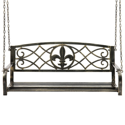 FastFurnishings Farm Home Bronze Sturdy 2 Seat Porch Swing Bench Scroll Accents