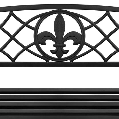 FastFurnishings Farmhouse Black Sturdy 2 Seat Porch Swing Bench Scroll Accents