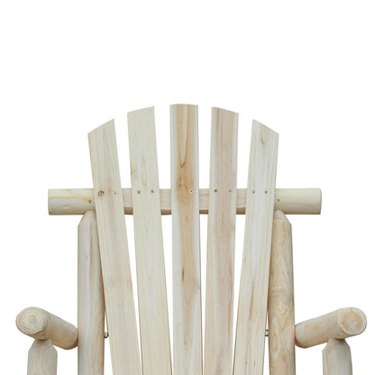 FastFurnishings FarmHouse Classical Fir Wood Rocking Adirondack Chair Natural - Set of 2