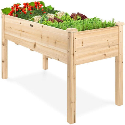 FastFurnishings Farmhouse Wood 48x24x30in Raised Garden Bed Elevated Garden Planter Stand