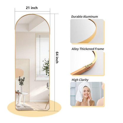 FastFurnishings Gold Large Full Length Rounded Leaning Wall or Hanging Mirror