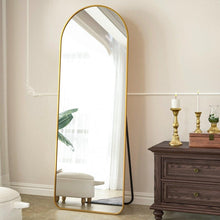 FastFurnishings Gold Large Full Length Rounded Leaning Wall or Hanging Mirror