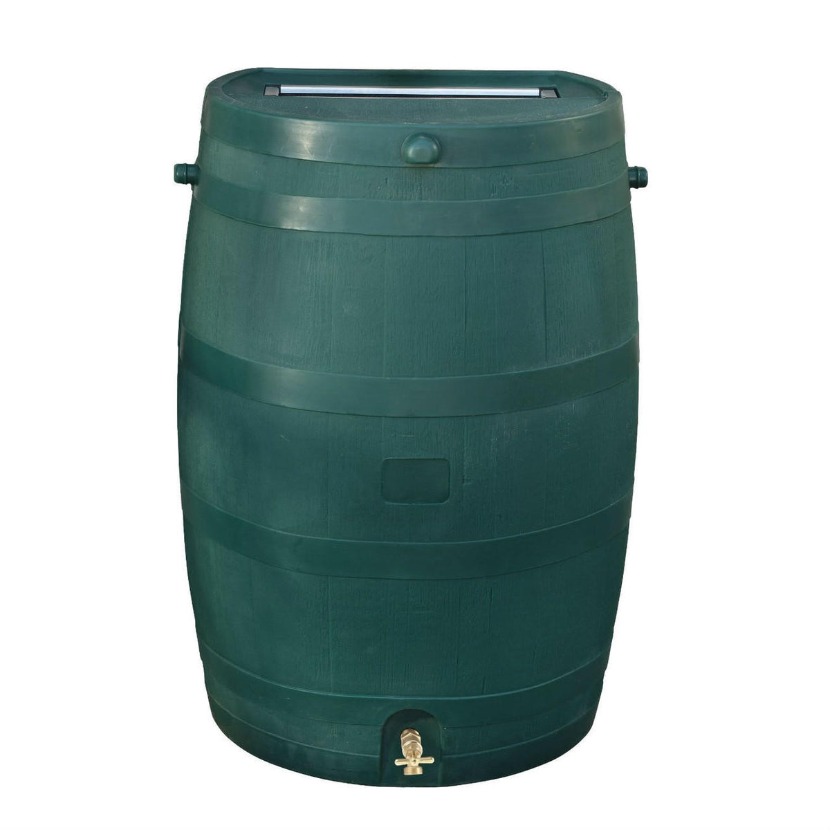 FastFurnishings Green 50-Gallon Rain Barrel in UV Resistant Plastic w/ Brass Spigot
