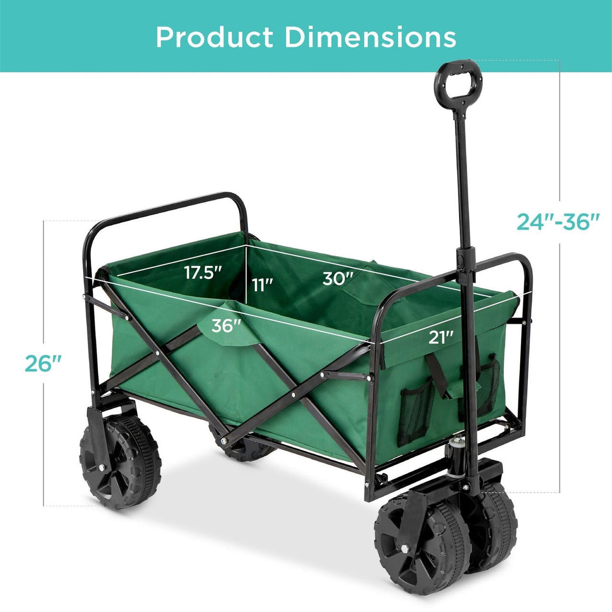 FastFurnishings Green Heavy Duty Collapsible Multipurpose Indoor/Outdoor Utility Garden Cart
