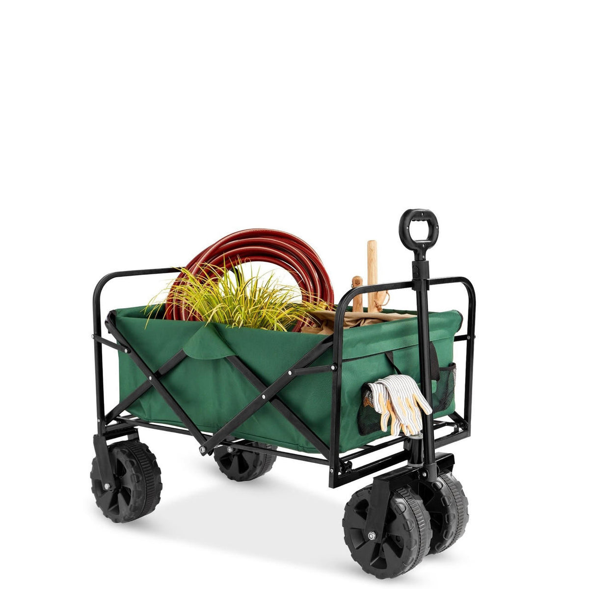 FastFurnishings Green Heavy Duty Collapsible Multipurpose Indoor/Outdoor Utility Garden Cart