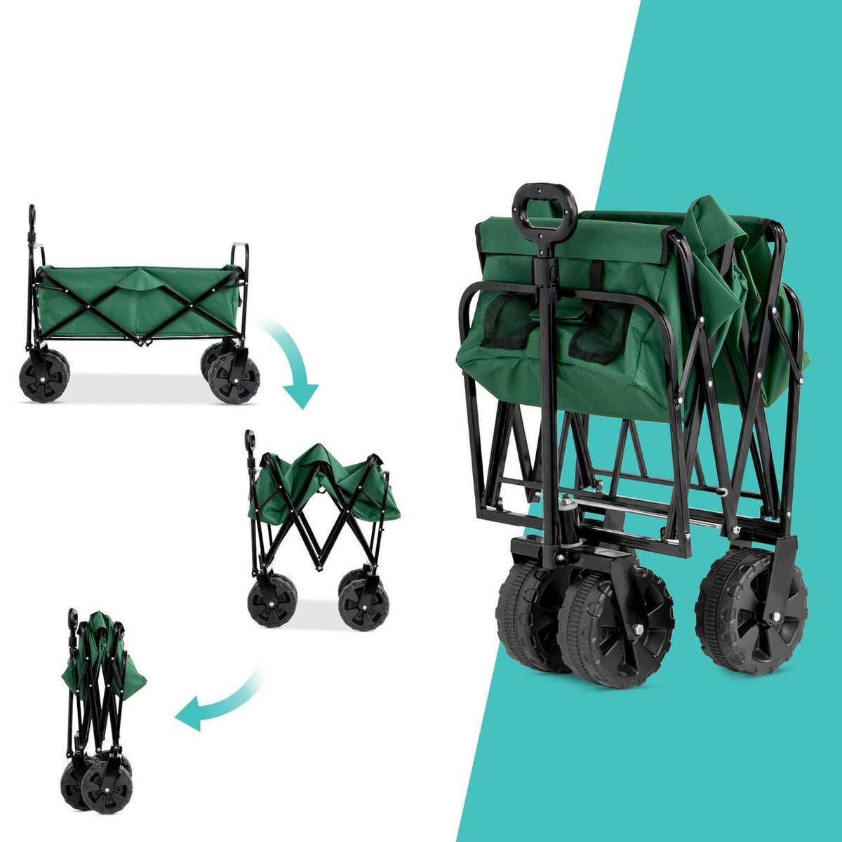 FastFurnishings Green Heavy Duty Collapsible Multipurpose Indoor/Outdoor Utility Garden Cart