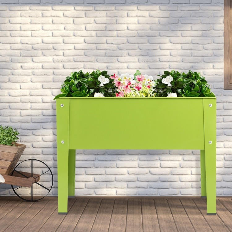 FastFurnishings Green Heavy Duty Galvanized Steel Outdoor Elevated Raised Garden Plant Stand
