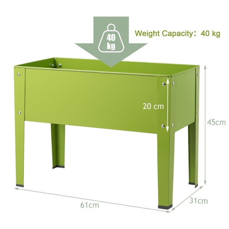 FastFurnishings Green Heavy Duty Galvanized Steel Outdoor Elevated Raised Garden Plant Stand