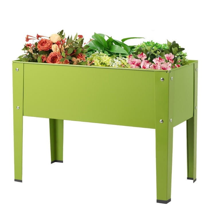 FastFurnishings Green Heavy Duty Galvanized Steel Outdoor Elevated Raised Garden Plant Stand