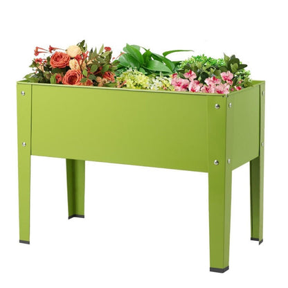 FastFurnishings Green Heavy Duty Galvanized Steel Outdoor Elevated Raised Garden Plant Stand