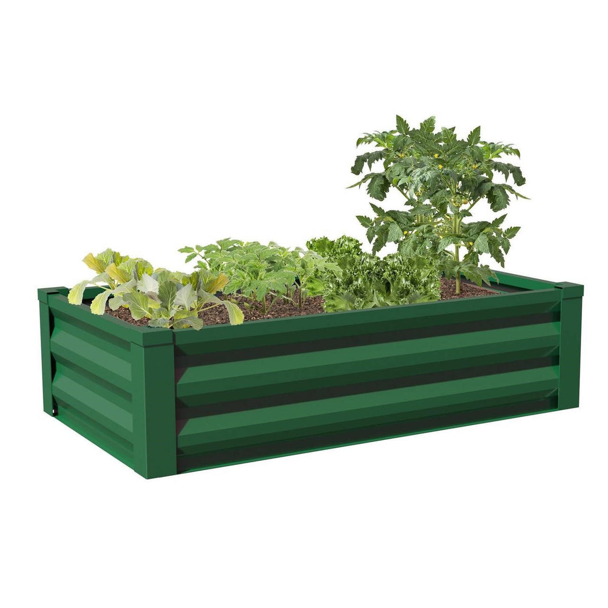FastFurnishings Green Powder Coated Metal Raised Garden Bed Planter Made In USA