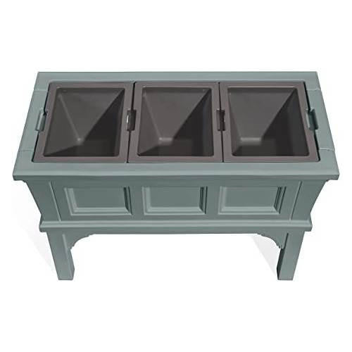 FastFurnishings Green Rectangular Raised Garden Bed Planter Box with 3 Removeable Trays