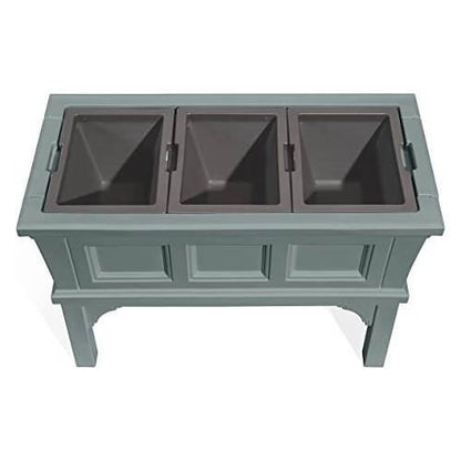 FastFurnishings Green Rectangular Raised Garden Bed Planter Box with 3 Removeable Trays