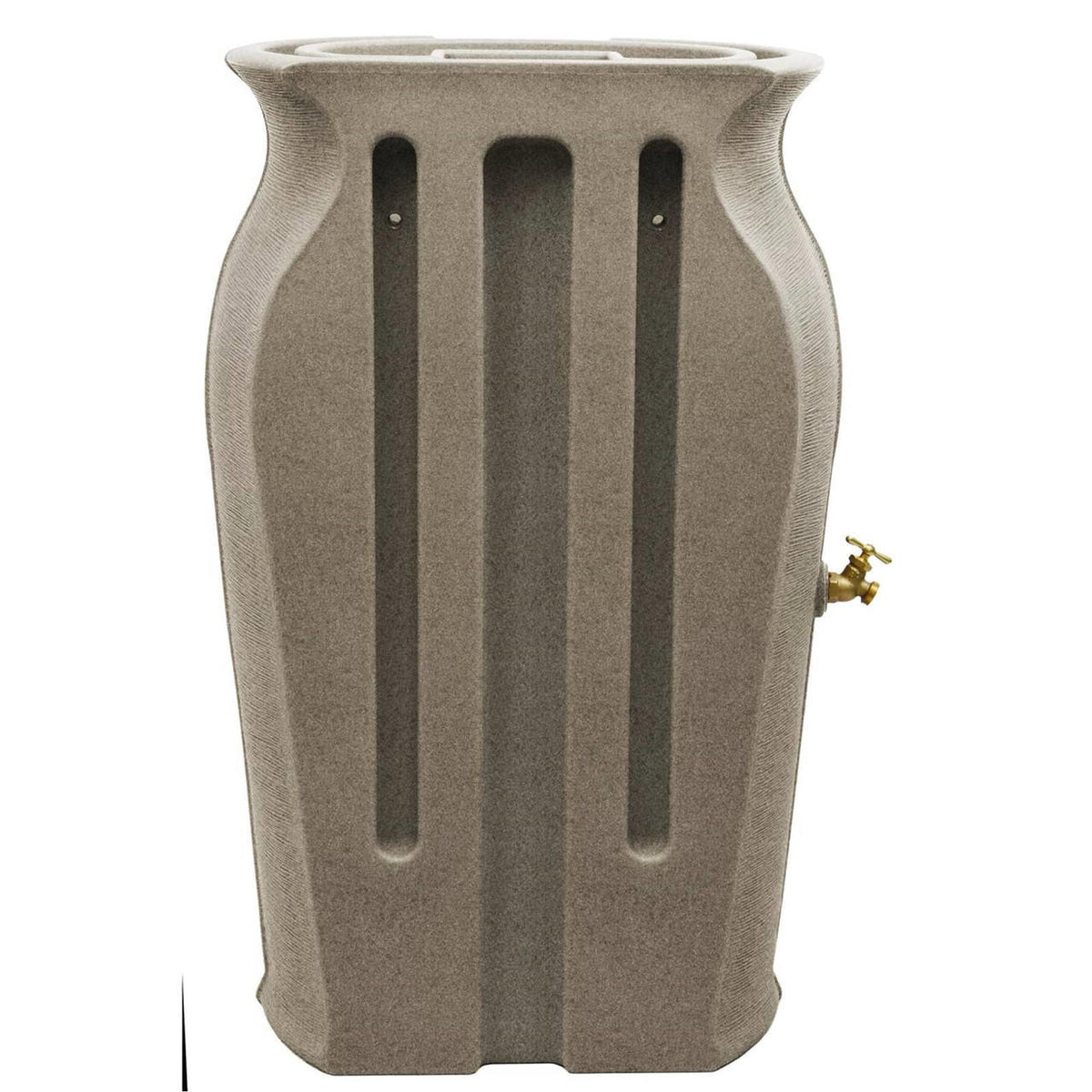 FastFurnishings Grey SandStone 50-Gallon Plastic Urn Rain Barrel with Planter Top