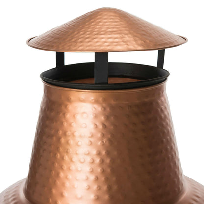 FastFurnishings Hammered Copper and Iron Chiminea Fire Pit with Stand