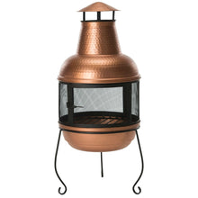 FastFurnishings Hammered Copper and Iron Chiminea Fire Pit with Stand