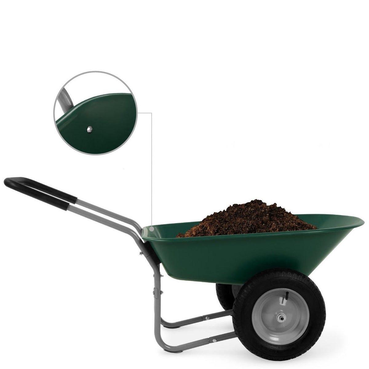 FastFurnishings Heavy Duty 2-Wheel Multipurpose Rust Proof Wheelbarrow - Green