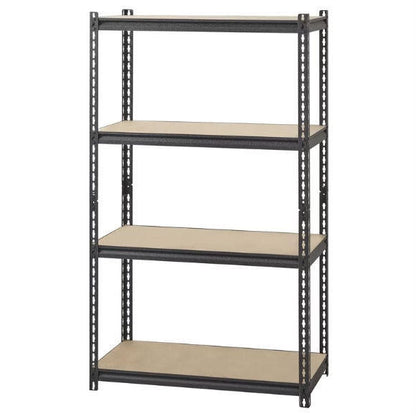FastFurnishings Heavy Duty 4-Shelf Black Storage Rack Shelving Unit