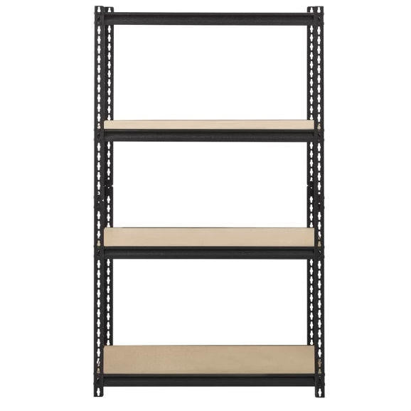 FastFurnishings Heavy Duty 4-Shelf Black Storage Rack Shelving Unit