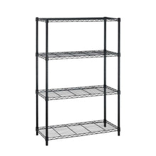 FastFurnishings Heavy Duty 4-Shelf Metal Shelving Unit in Black Steel Finish