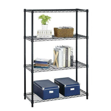 FastFurnishings Heavy Duty 4-Shelf Metal Shelving Unit in Black Steel Finish