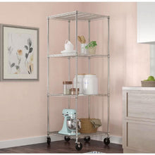 FastFurnishings Heavy Duty 4-Tier Corner Storage Rack Shelving Unit with Casters