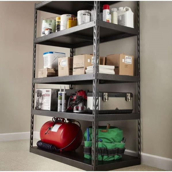 FastFurnishings Heavy Duty 48-inch Wide 5-Shelf Metal Shelving Unit