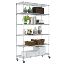 FastFurnishings Heavy Duty 6-Shelf Metal Storage Rack Shelving Unit with Casters