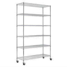 FastFurnishings Heavy Duty 6-Shelf Metal Storage Rack Shelving Unit with Casters