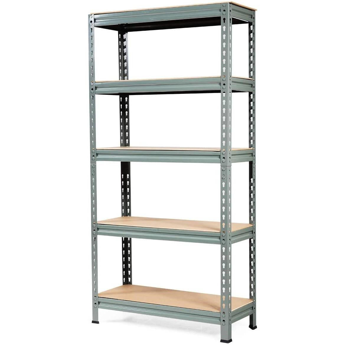 FastFurnishings Heavy Duty 60 inch Adjustable 5-Shelf Metal Storage Rack in Gray