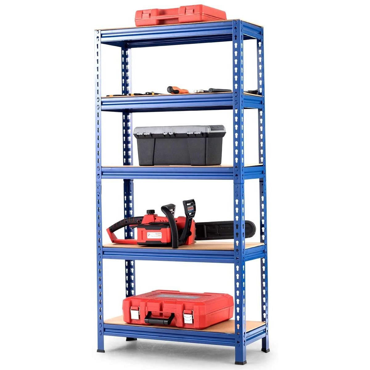 FastFurnishings Heavy Duty 60 inch Adjustable 5-Shelf Metal Storage Rack in Navy Blue