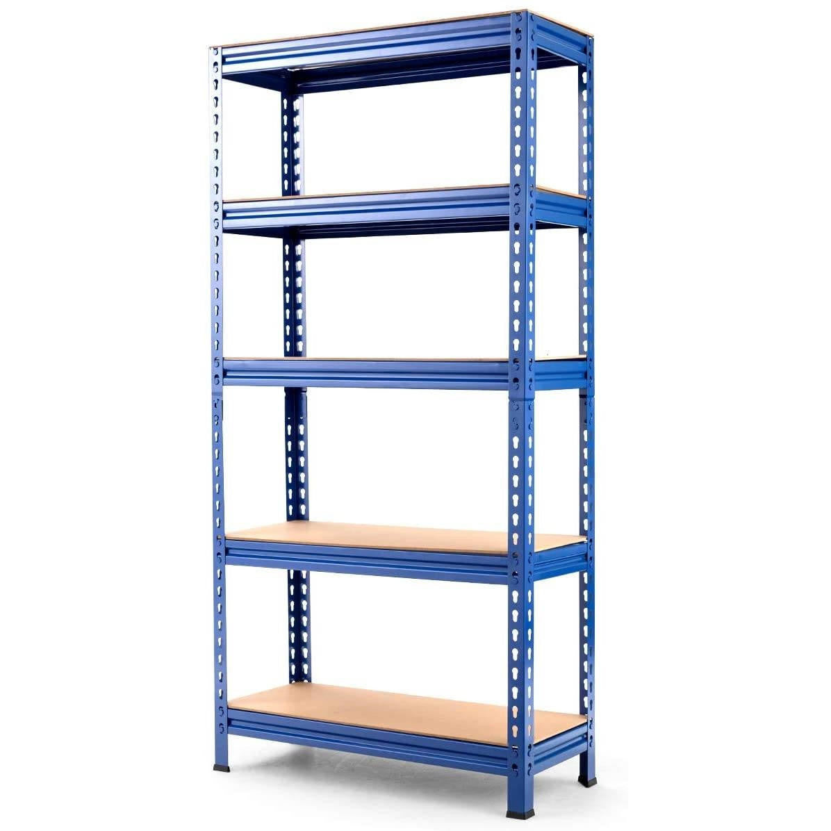 FastFurnishings Heavy Duty 60 inch Adjustable 5-Shelf Metal Storage Rack in Navy Blue