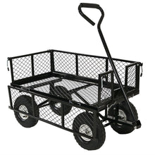 FastFurnishings Heavy Duty Black Wheelbarrow Steel Log Garden Cart