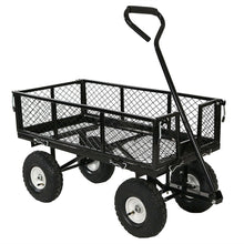 FastFurnishings Heavy Duty Black Wheelbarrow Steel Log Garden Cart