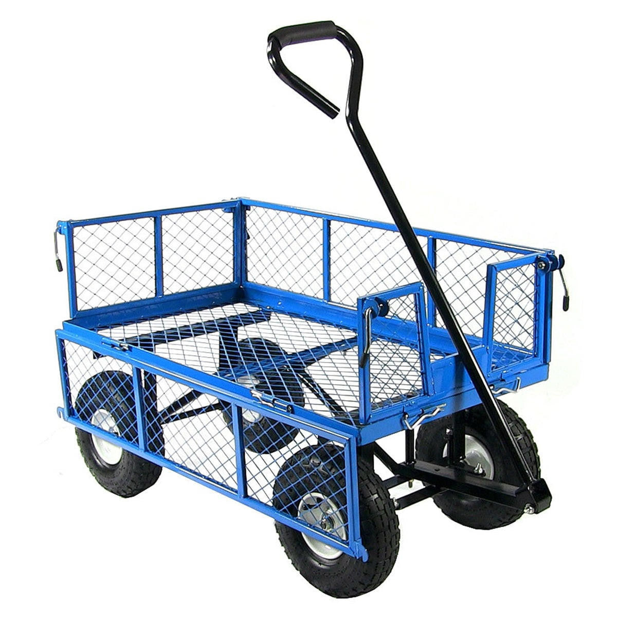 FastFurnishings Heavy Duty Blue Wheelbarrow Steel Log Garden Cart
