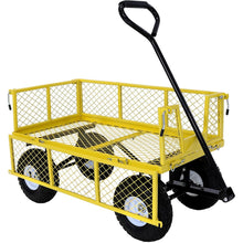 FastFurnishings Heavy Duty Yellow Wheelbarrow Steel Log Garden Cart