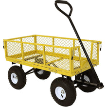 FastFurnishings Heavy Duty Yellow Wheelbarrow Steel Log Garden Cart