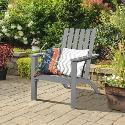 FastFurnishings Indoor/Outdoor Acacia Wood Adirondack Lounge Armchair - Grey