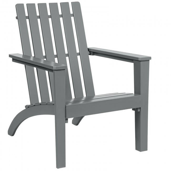 FastFurnishings Indoor/Outdoor Acacia Wood Adirondack Lounge Armchair - Grey